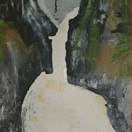 Canyon du Mont 
St-Anne de Québec Mère nature et deux amours fraternel
Huile (30x60) 450.00$