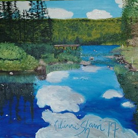 Nuages sur l'eau- Lac Bouchard
 Huile (24×30) 350.00$