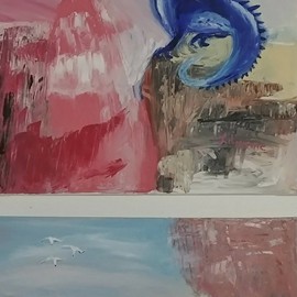 Déesse Diane et son protecteur
Huile (24x36) + (24x24) en 2 parties 350.00$