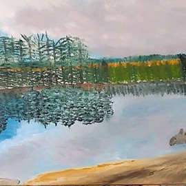 Animal à la brunante - Mauricie-Huile (36 × 18)-Prix 200$