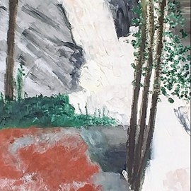 Barrage en automne-Huile sur toile (12 ×48)-Prix 50$