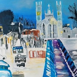 La lumière de St-Anne de la Pérade-Huile (36×24)-Prix 350$