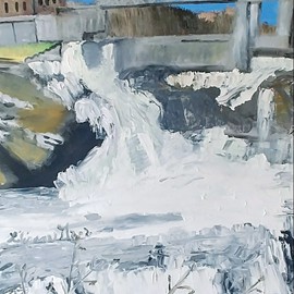 Le barrage de Batiscan-Huile (18×24)-Prix55$