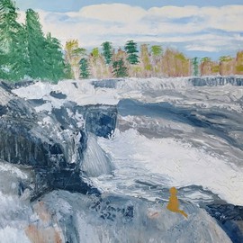 Les roches en fête- Batiscan-Huile (18×18)-Prix 45$