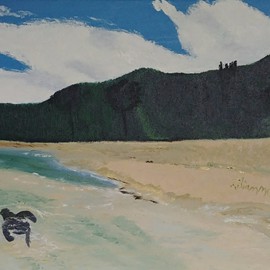 Tortue d'Hawaï près du rivage!
Huile (18×36) 175.00$