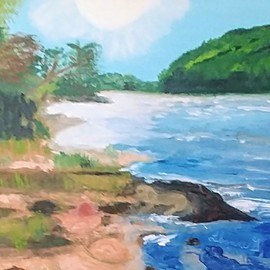 Un coin paradisiaque-Batiscan-Huile(18x14)-Prix45$